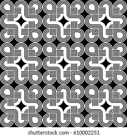 Design seamless monochrome decorative pattern. Abstract striped background. Vector art