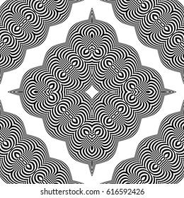 Design seamless monochrome decorative pattern. Abstract striped background. Vector art