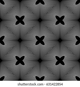 Design seamless monochrome decorative pattern. Abstract striped background. Vector art. No gradient