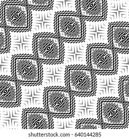 Design seamless monochrome decorative pattern. Abstract textured background. Vector art. No gradient