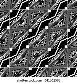 Design seamless monochrome decorative pattern. Abstract lines textured background. Vector art. No gradient