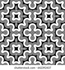 Design seamless monochrome decorative pattern. Abstract striped background. Vector art