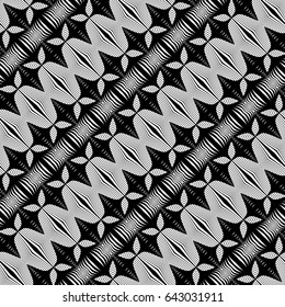 Design seamless monochrome decorative pattern. Abstract lines textured background. Vector art. No gradient