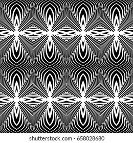 Design seamless monochrome decorative pattern. Abstract lines textured background. Vector art. No gradient