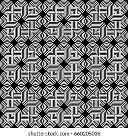 Design seamless monochrome decorative pattern. Abstract striped background. Vector art