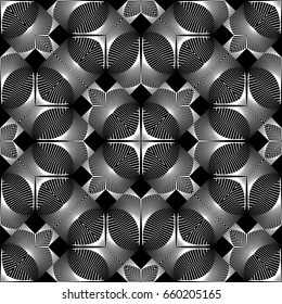 Design seamless monochrome decorative pattern. Abstract lines textured background. Vector art. No gradient