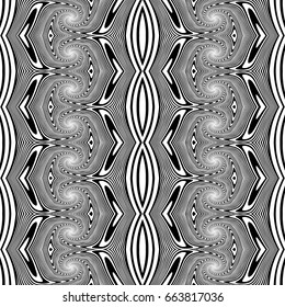 Design seamless monochrome decorative pattern. Abstract lines textured background. Vector art. No gradient