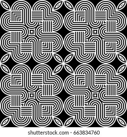 Design seamless monochrome decorative pattern. Abstract striped background. Vector art