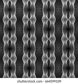 Design seamless monochrome decorative pattern. Abstract geometric background. Vector art. No gradient