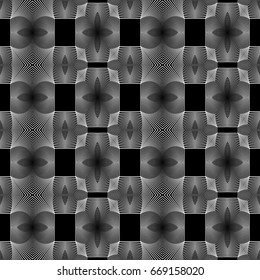 Design seamless monochrome decorative pattern. Abstract lines textured background. Vector art. No gradient