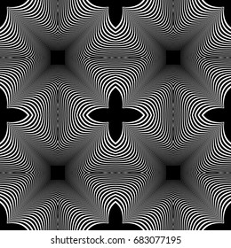 Design seamless monochrome decorative pattern. Abstract striped background. Vector art. No gradient