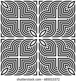 Design seamless monochrome decorative pattern. Abstract stripy background. Vector art