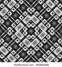 Design seamless monochrome decorative pattern. Abstract geometric background. Vector art. No gradient