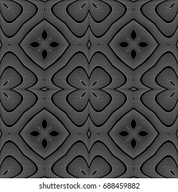 Design seamless monochrome decorative pattern. Abstract flower background. Vector art. No gradient