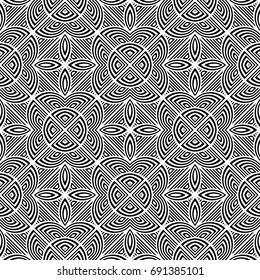 Design seamless monochrome decorative pattern. Abstract striped background. Vector art