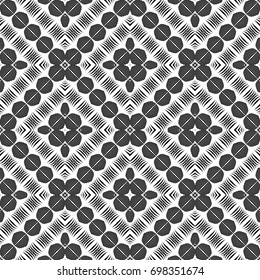 Design seamless monochrome decorative pattern. Abstract lines textured background. Vector art. No gradient
