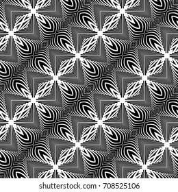 Design seamless monochrome decorative pattern. Abstract lines textured background. Vector art. No gradient