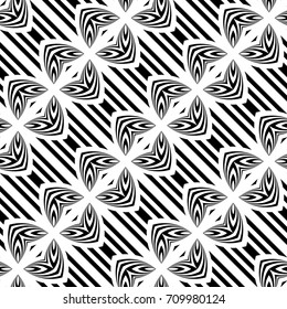 Design seamless monochrome decorative pattern. Abstract striped background. Vector art