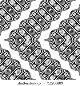 Design seamless monochrome decorative pattern. Abstract zigzag background. Vector art