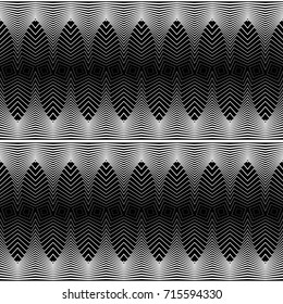 Design seamless monochrome decorative pattern. Abstract lines textured background. Vector art. No gradient