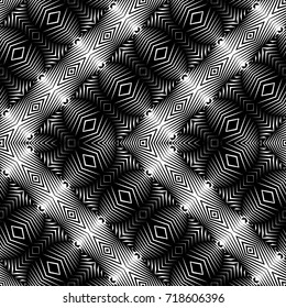Design seamless monochrome decorative pattern. Abstract zigzag background. Vector art