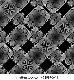 Design seamless monochrome decorative pattern. Abstract lines textured background. Vector art. No gradient