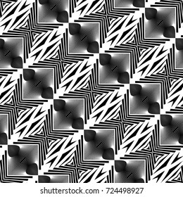 Design seamless monochrome decorative pattern. Abstract lines textured background. Vector art. No gradient