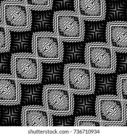 Design seamless monochrome decorative pattern. Abstract textured background. Vector art. No gradient