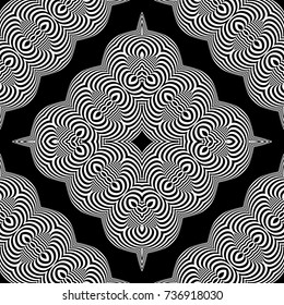 Design seamless monochrome decorative pattern. Abstract striped background. Vector art