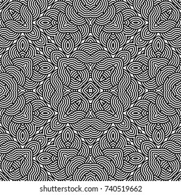 Design seamless monochrome decorative pattern. Abstract striped background. Vector art