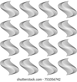 Design seamless monochrome decorative pattern. Abstract lines textured background. Vector art. No gradient
