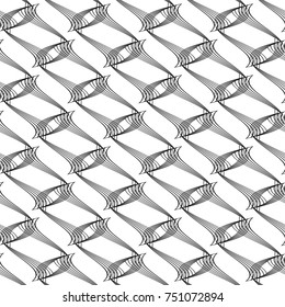 Design seamless monochrome decorative pattern. Abstract lines textured background. Vector art. No gradient