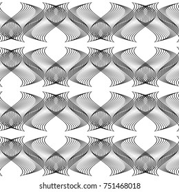 Design seamless monochrome decorative pattern. Abstract lines textured background. Vector art. No gradient
