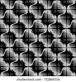 Design seamless monochrome decorative pattern. Abstract lines textured background. Vector art. No gradient