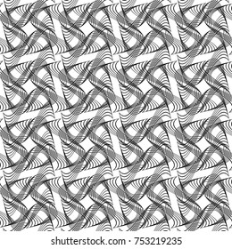 Design seamless monochrome decorative pattern. Abstract lines textured background. Vector art. No gradient