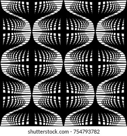 Design seamless monochrome decorative pattern. Abstract lines textured background. Vector art. No gradient