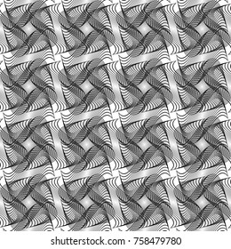 Design seamless monochrome decorative pattern. Abstract lines textured background. Vector art. No gradient
