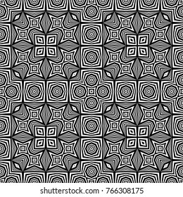 Design seamless monochrome decorative pattern. Abstract striped background. Vector art. No gradient