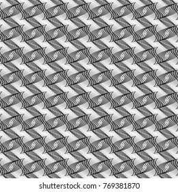 Design seamless monochrome decorative pattern. Abstract lines textured background. Vector art. No gradient
