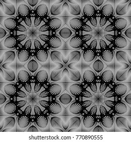 Design seamless monochrome decorative pattern. Abstract lines textured background. Vector art. No gradient