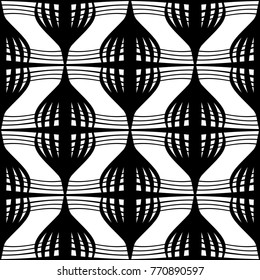 Design seamless monochrome decorative pattern. Abstract lines textured background. Vector art. No gradient