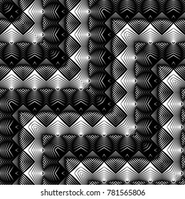 Design seamless monochrome decorative pattern. Abstract zigzag background. Vector art