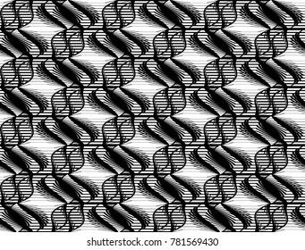 Design seamless monochrome decorative pattern. Abstract lines textured background. Vector art. No gradient