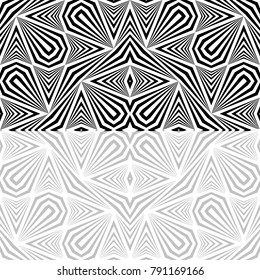 Design seamless monochrome decorative pattern. Abstract striped background. Vector art