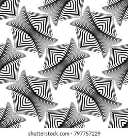 Design seamless monochrome decorative pattern. Abstract lines textured background. Vector art. No gradient