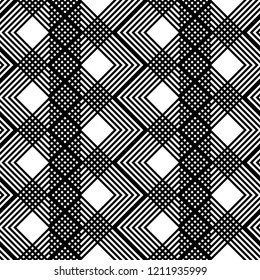 Design seamless monochrome diamond pattern. Abstract zigzag background. Vector art