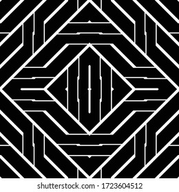 Design seamless monochrome diamond pattern. Abstract stripy background. Vector art