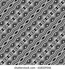 Design seamless monochrome diamond pattern. Abstract geometric background. Vector art. No gradient