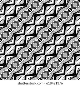 Design seamless monochrome diamond pattern. Abstract lines textured background. Vector art. No gradient