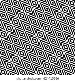 Design seamless monochrome diamond pattern. Abstract striped background. Vector art